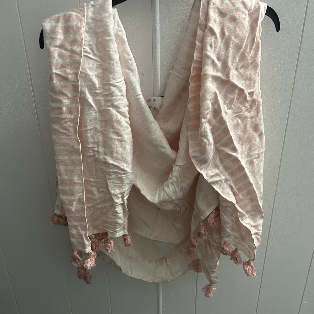 J. Crew Blush and Ivory Striped Shawl one size
